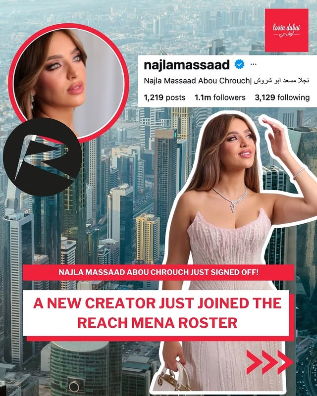 Instagram post by @reachmena for Lovin Dubai. Caption reads: A new name has joined the Reach MENA roster 👀✨⁠....