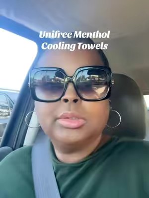 TikTok post by @beautibyvee for Unifree US. Caption reads: @UnifreeUS Cooling Menthol Towels are great for....