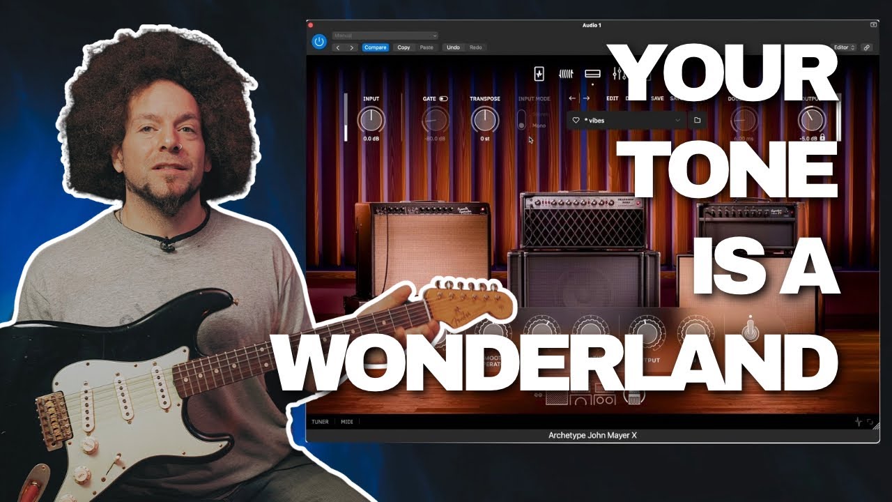 YouTube post by @RabeaMassaad for Neural DSP. Caption reads: ARCHETYPE: JOHN MAYER X | Neural DSP.