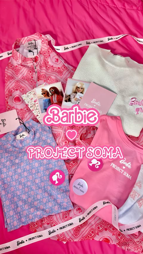 Instagram post by @azusabarbie for Barbie. Caption reads: @barbie 🩷 @projectsoma 🎀🩷🎀🩷🎀 Super cute....