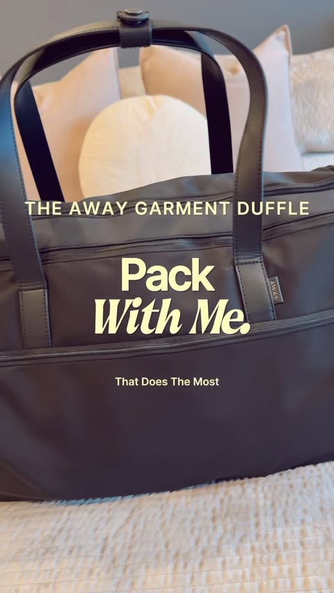 Instagram post by @buymechanel for Away. Caption reads: #AwayPartner Travel feels SO much easier when your....