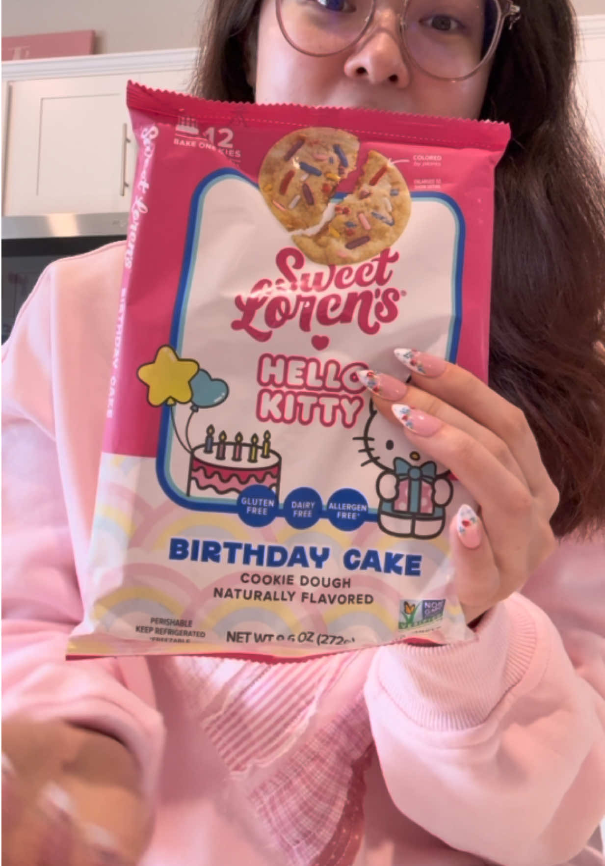 TikTok post by @maddie.east for Sweet Loren's. Caption reads: Sweet treat of the day 🍪 @Ryan x @hellokitty....