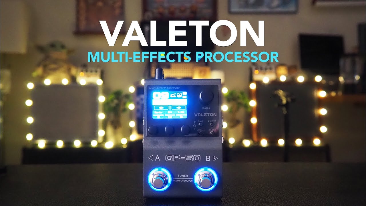 YouTube post by @pedaloftheday for Reverb. Caption reads: Valeton // GP-50 Multi-Effects Processor SnapTone....