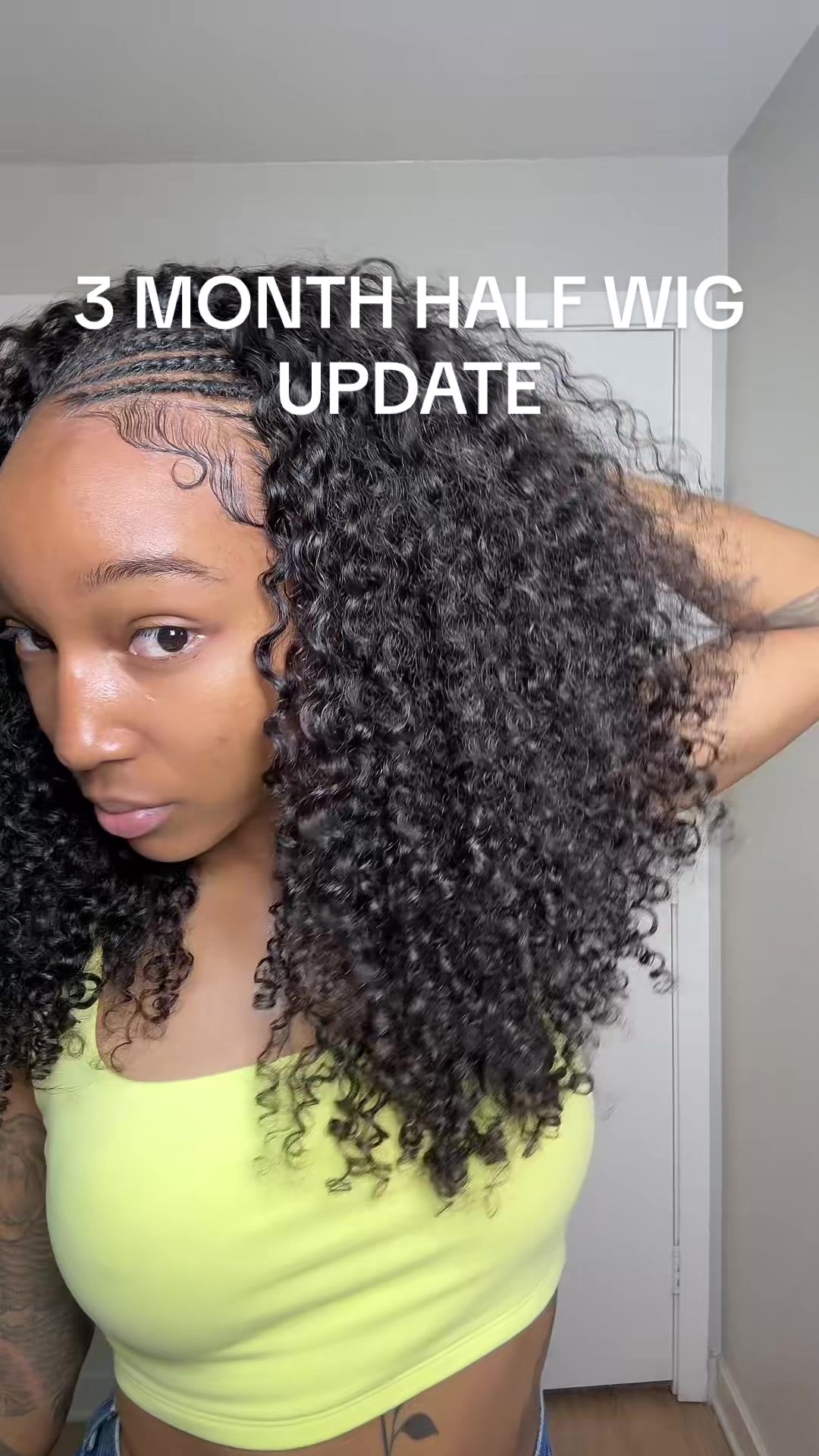 TikTok post by @brijohnson212 for ISEE HAIR. Caption reads: I can’t believe I’ve had my half wig for 3 months....