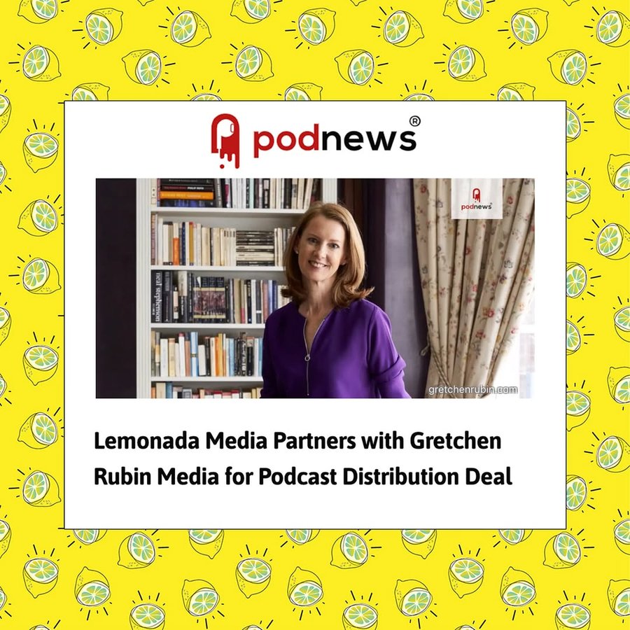 Instagram post by @gretchenrubin for Lemonada Media. Caption reads: [...] Side Hustle School are joining the Lemonada....