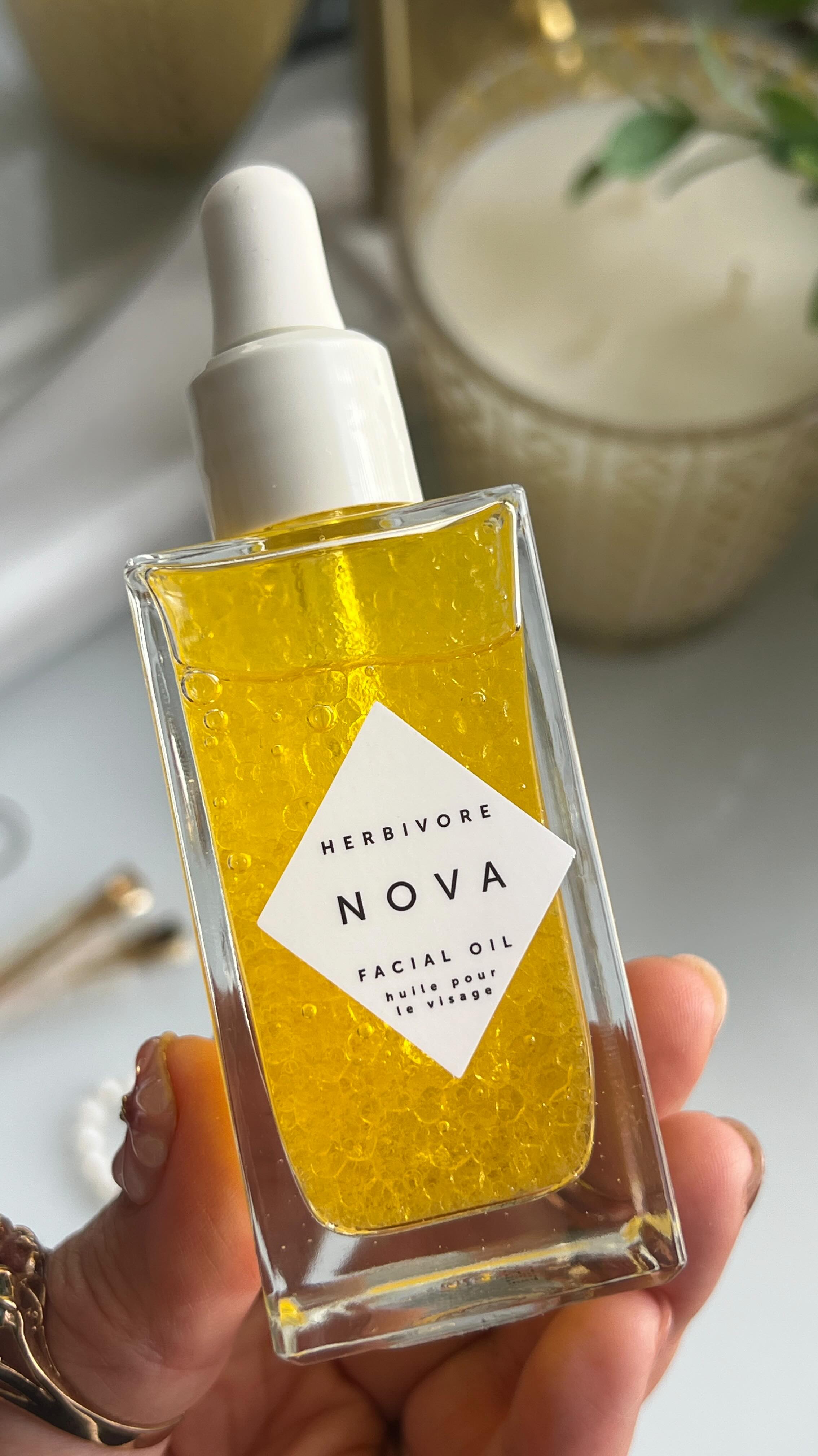 Instagram post by @hellobeautyjourney for Herbivore. Caption reads: gifted by Herbivore Botanicals The NOVA Tumeric....
