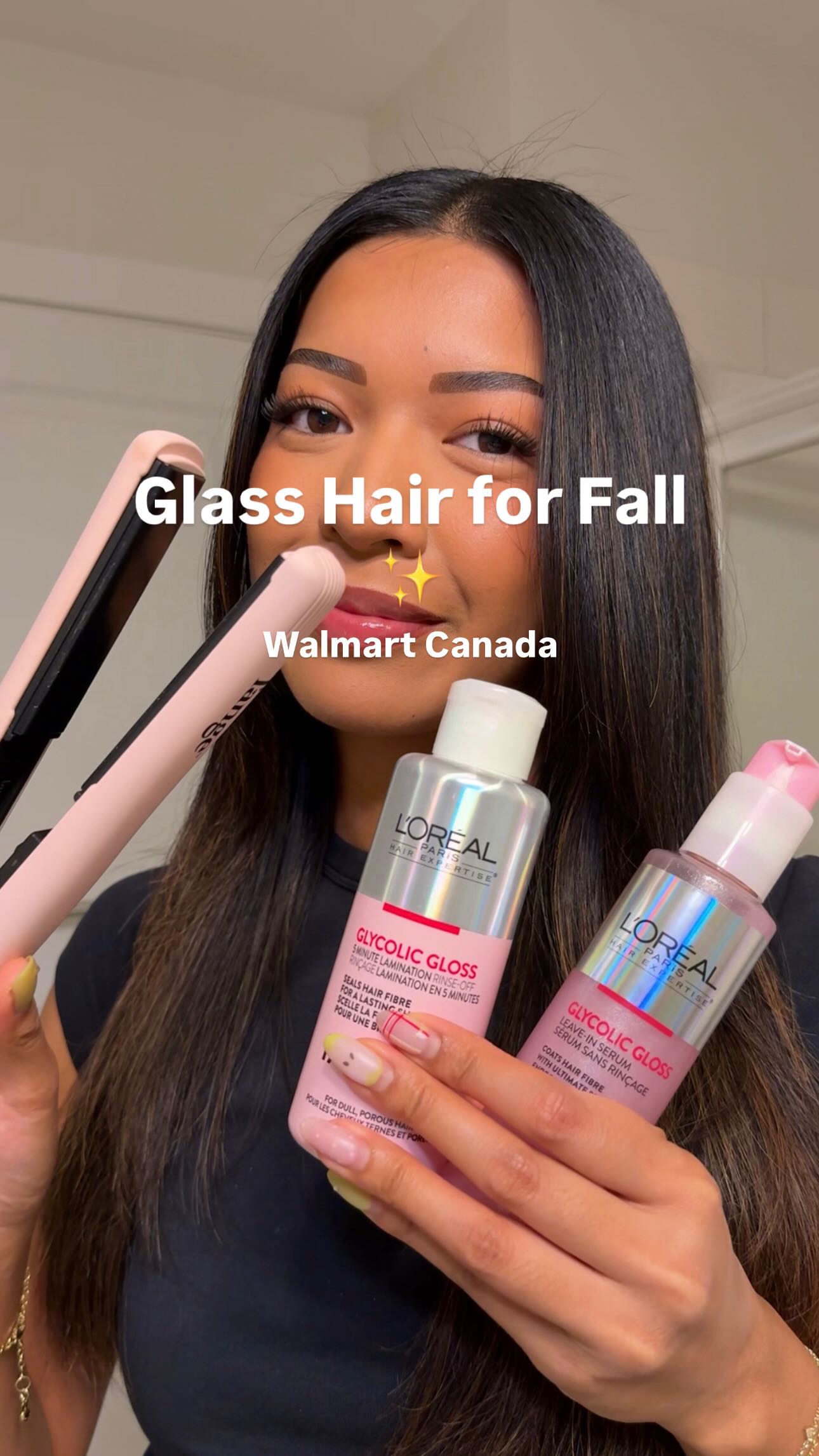 Instagram post by @glowwithmar for L'ange Hair. Caption reads: Glass Hair that Lasts into Fall ✨ Here’s my....