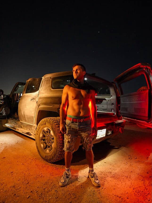 Instagram post by @realandrewstreams for GMC. Caption reads: Hey @gmc thx for letting me borrow the hummy for a....