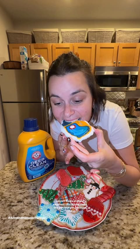 Instagram post by @katenorkeliunas for ARM and HAMMER. Caption reads: [...] white tee is forever!! Thank you....