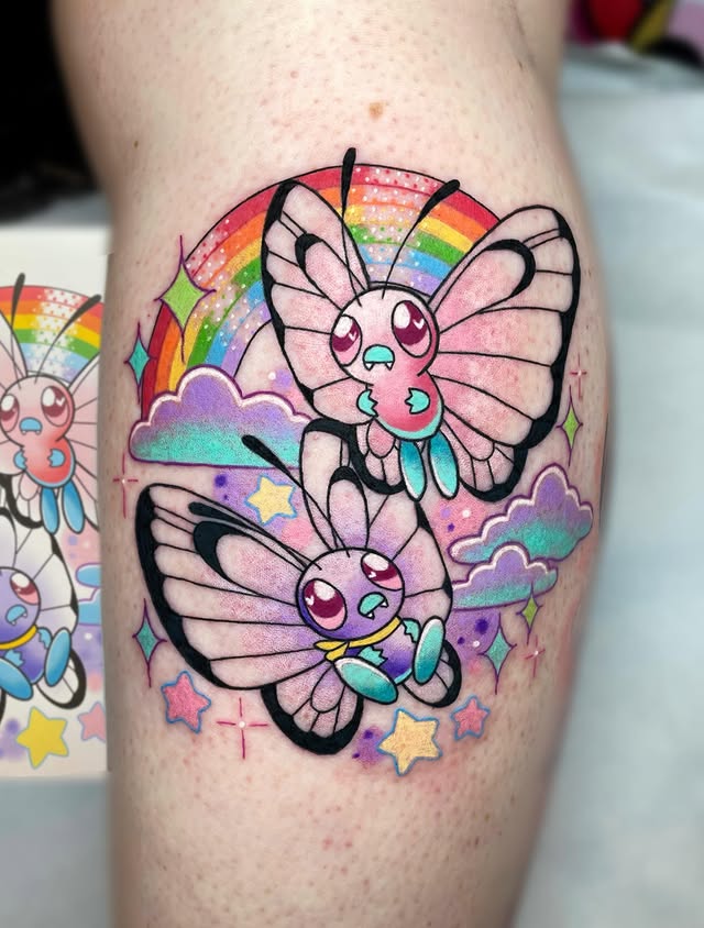 Instagram post by @deadpan_anne_tattoo for Barber DTS Tattoo Supplies. Caption reads: 🌈Rainbow🌈 Since it’s pride month I thought I’d....