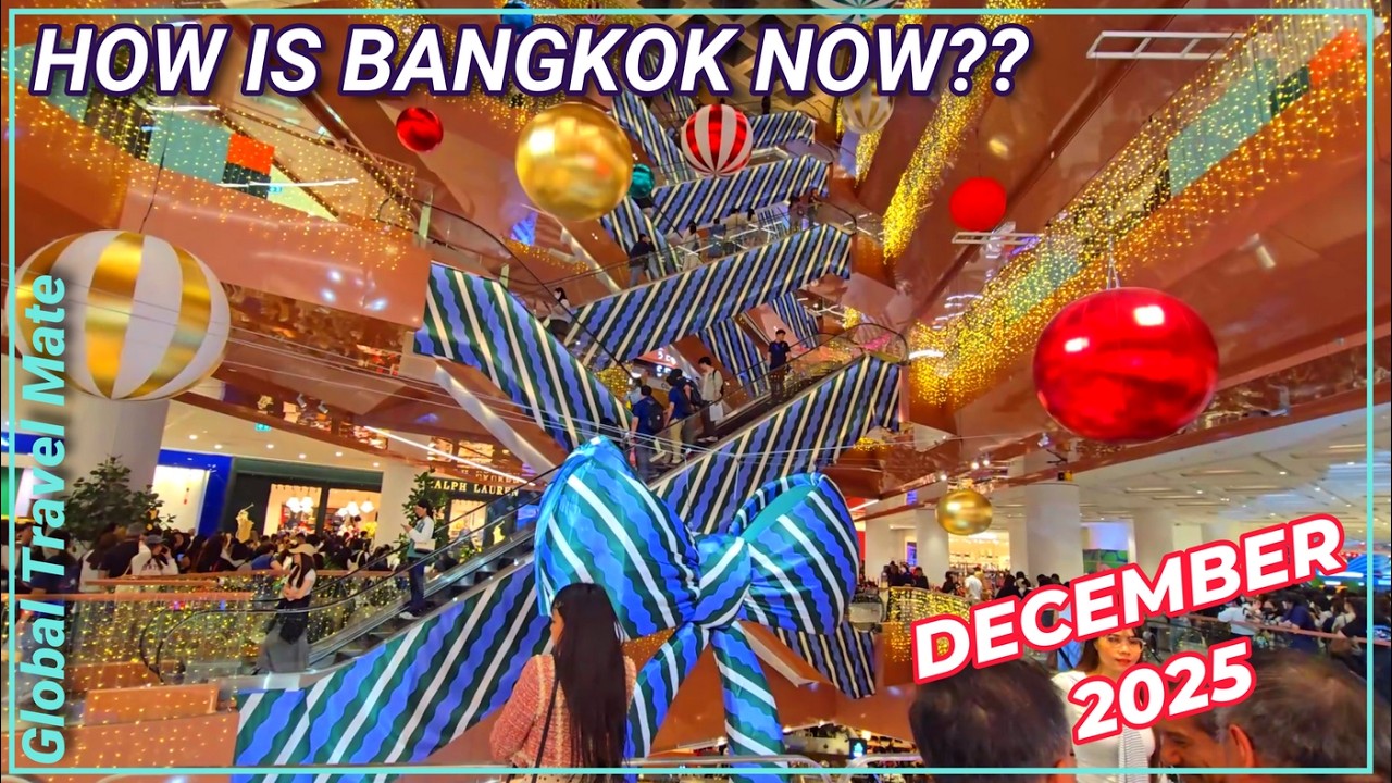 YouTube post by @globaltravelmate for agoda. Caption reads: NEW Bangkok Lumphini Dusit Park Holidays 2025 🇹🇭....