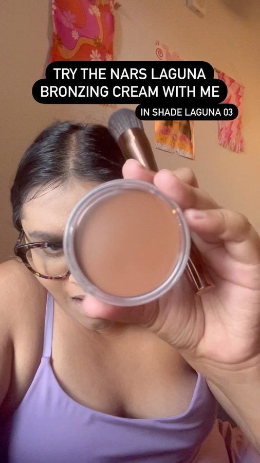 Instagram post by @styledby.asha for College Fashionista. Caption reads: I’m wearing shade Laguna 03 and absolutely love....