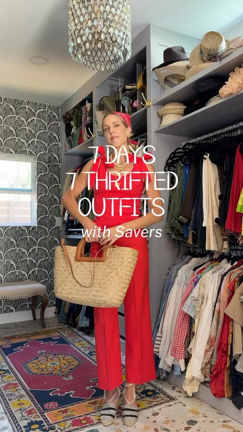 Instagram post by @bjonesstyle for Savers. Caption reads: 7 DAYS, 7 THRIFTED OUTFITS with @savers_thrift ✨....