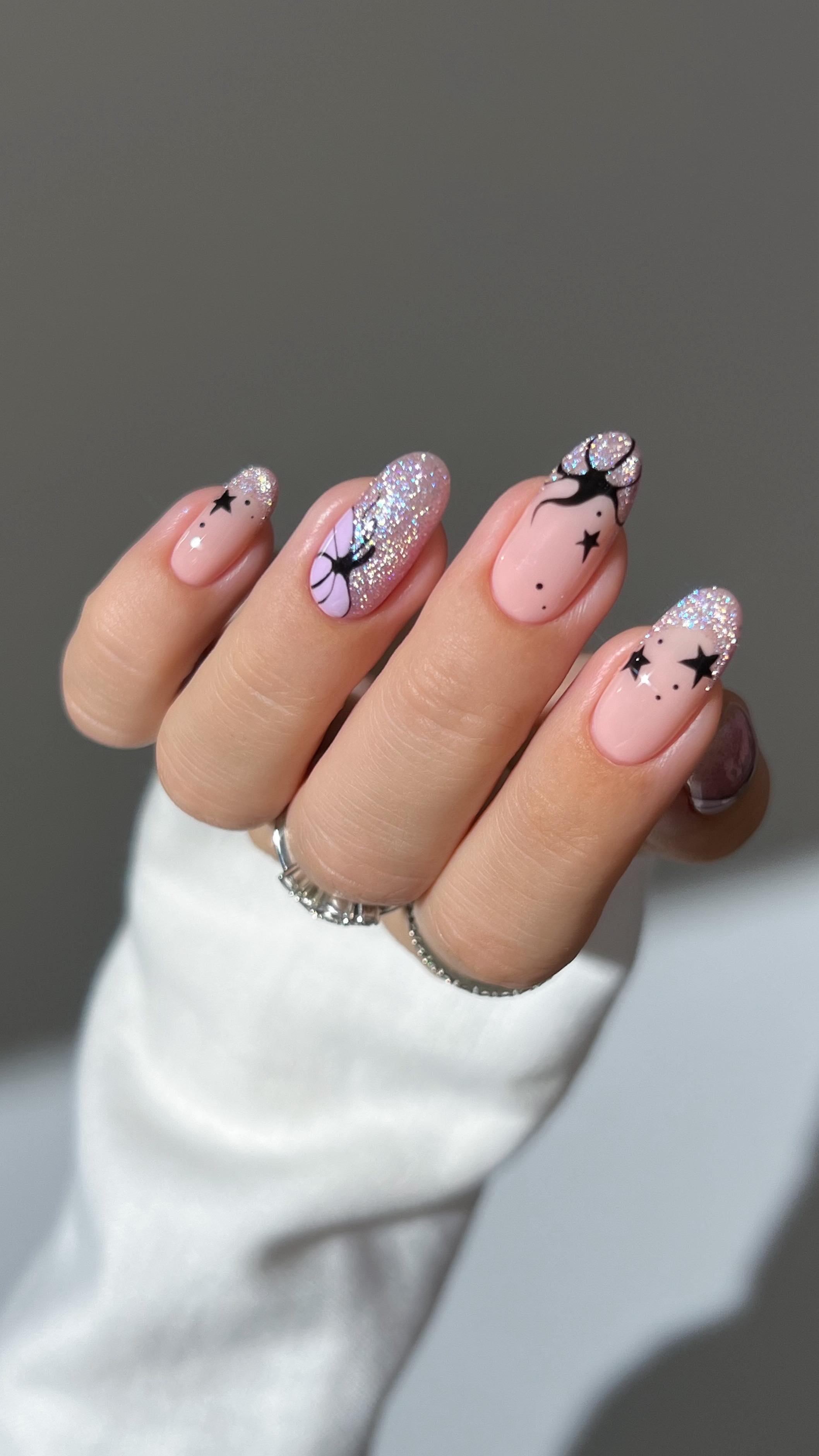 Instagram post by @heygreatnails for Apres Nail. Caption reads: [...] magic wrapped in purple @apresnailofficial....