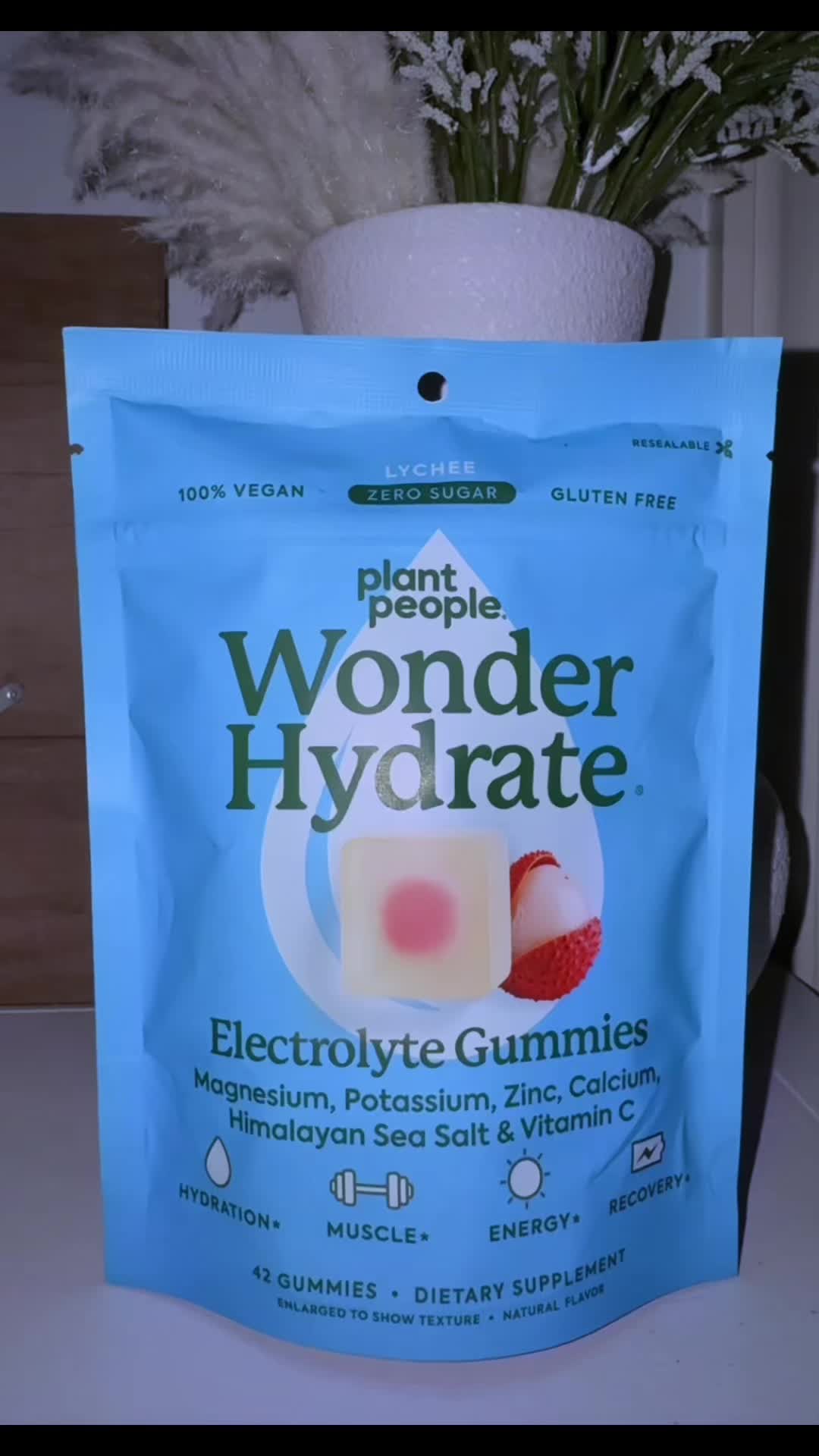 TikTok post by @rina_ghalley for Plant People. Caption reads: [...] #electrolytes #hydration @Plant People....