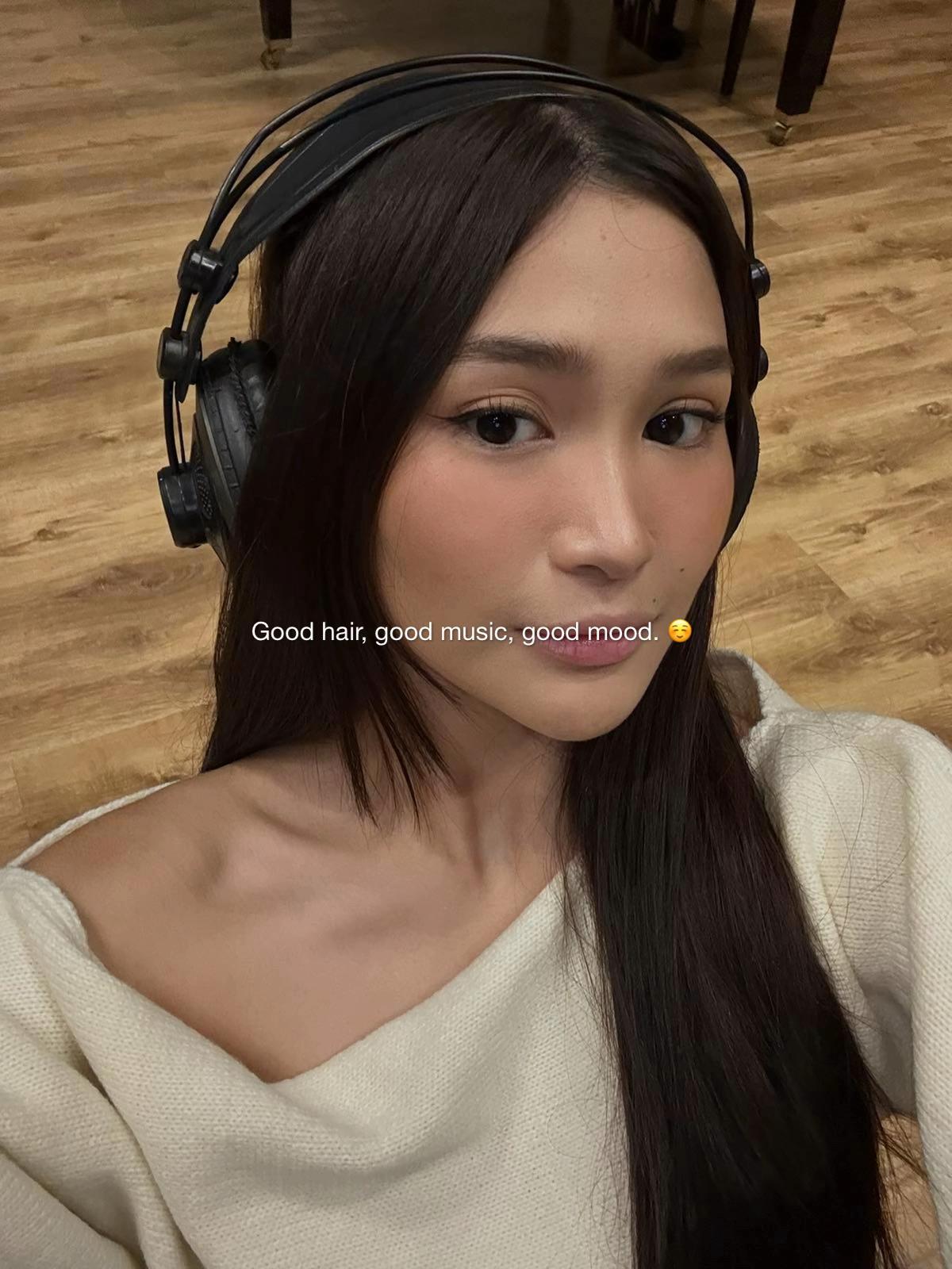 TikTok post by @bini_jhoanna for Sunsilk. Caption reads: Good hair, good music, good mood  And @Sunsilk....