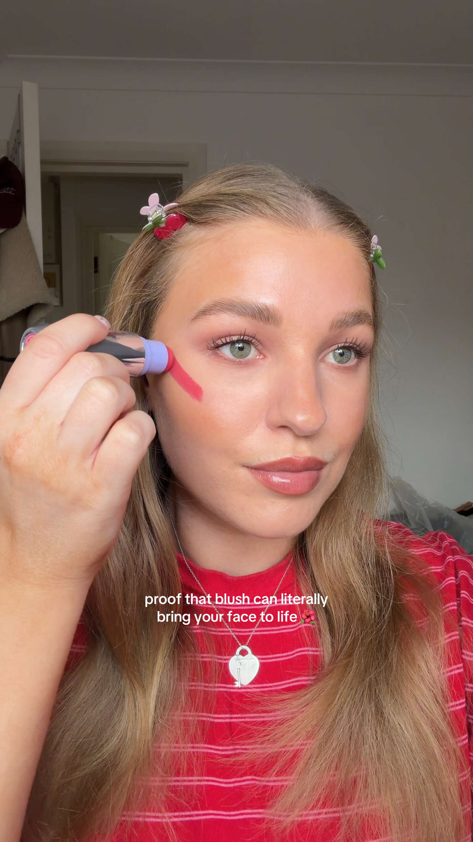 TikTok post by @lucyjmorris for Kosas. Caption reads: obsesseddd with the shade pink guava from @Kosas....