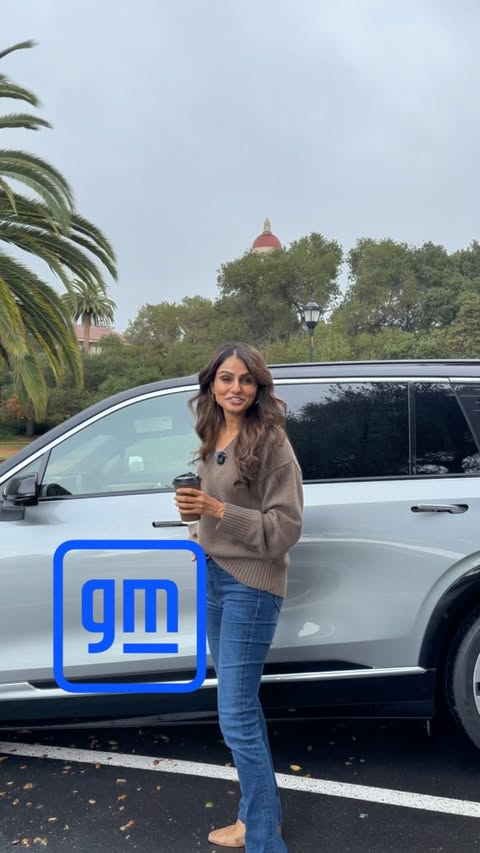 Instagram post by @meghana for Cadillac. Caption reads: [...] & AI and even got to drive a brand-new....