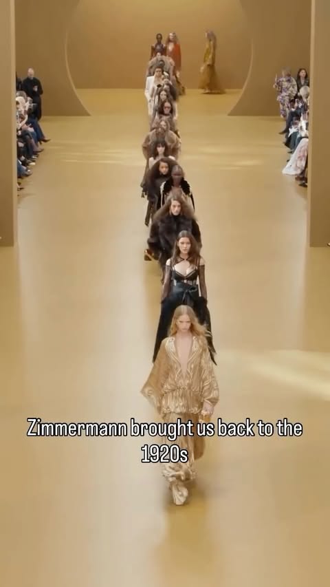 Instagram post by @highfashiontv for ZIMMERMANN. Caption reads: ZIMMERMANN FW26 @zimmermann conveyed a spirit of....