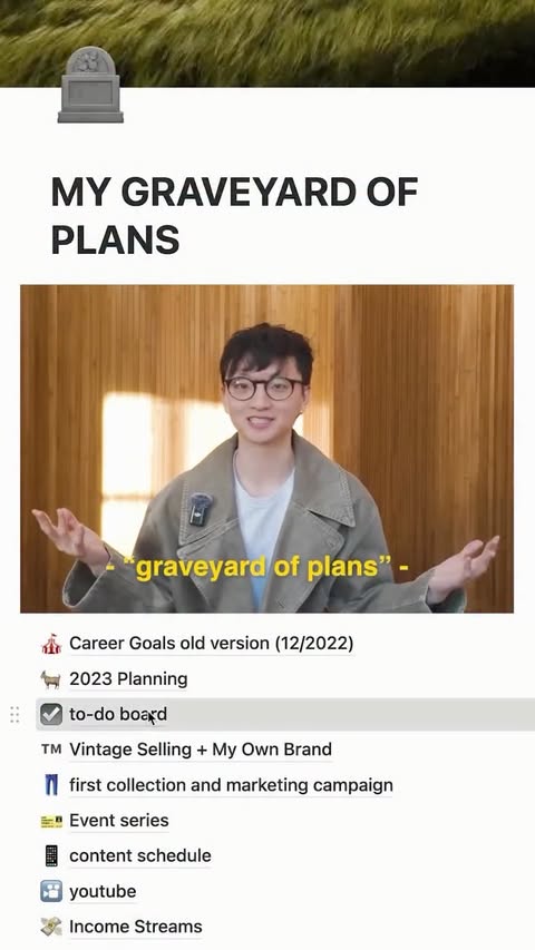 Instagram post by @jung.garments for Notion. Caption reads: [...] accumulated so many abandoned plans in....