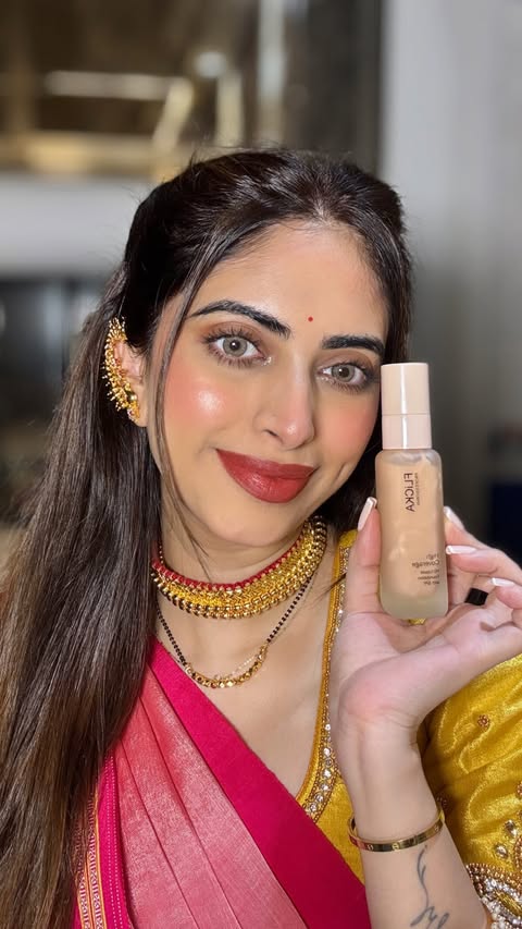 Instagram post by @akshatashewale12 for Flicka Cosmetics. Caption reads: Comment for “LINK” . . . #foundation....