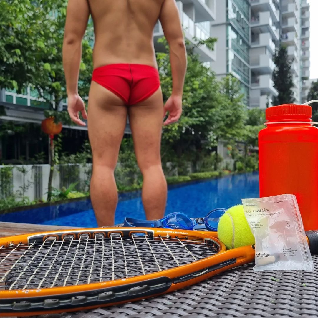 Instagram post by @dnakedpianist for Vitable. Caption reads: It's an awesome day for tennis and swimming! To....