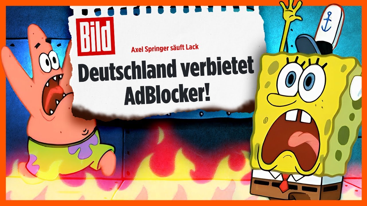 YouTube post by @SpaceGaming for Holy Squad. Caption reads: Axel Springer will uns den AdBlocker nehmen I....