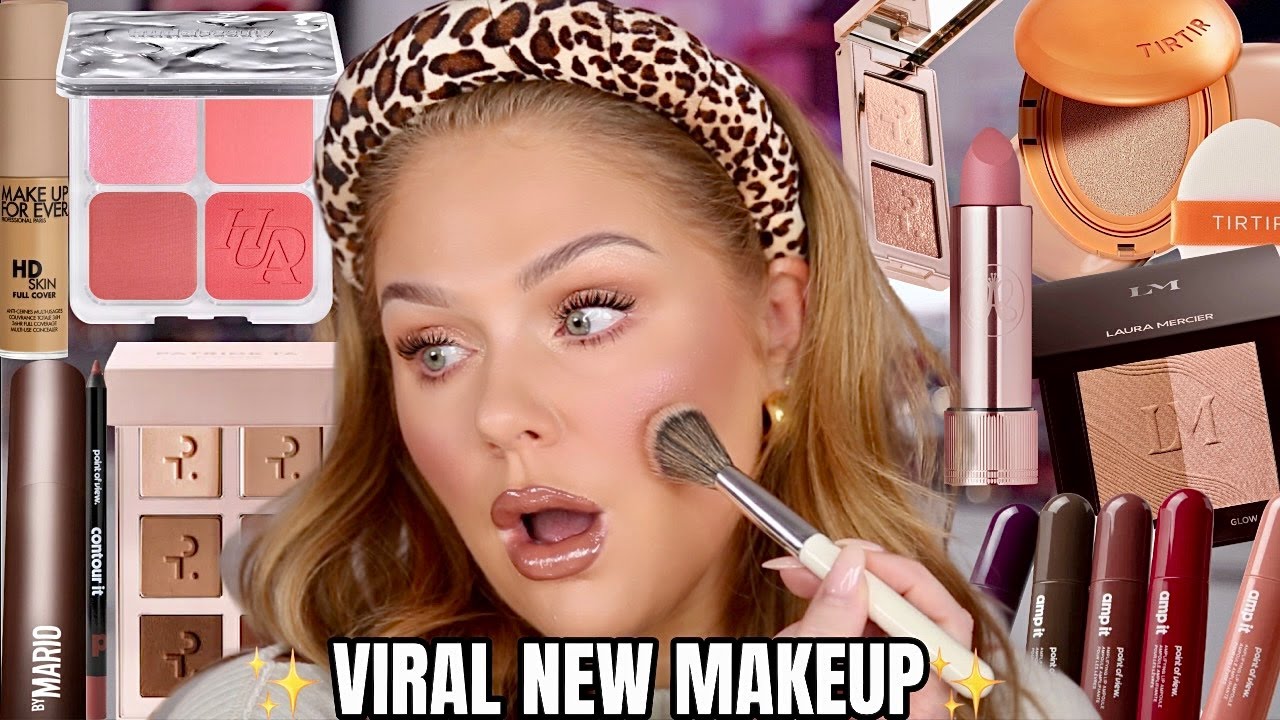 YouTube post by @KellyStrack for Grande Cosmetics. Caption reads: this NEW makeup is *GOOD* 😍 Full Face Testing New....