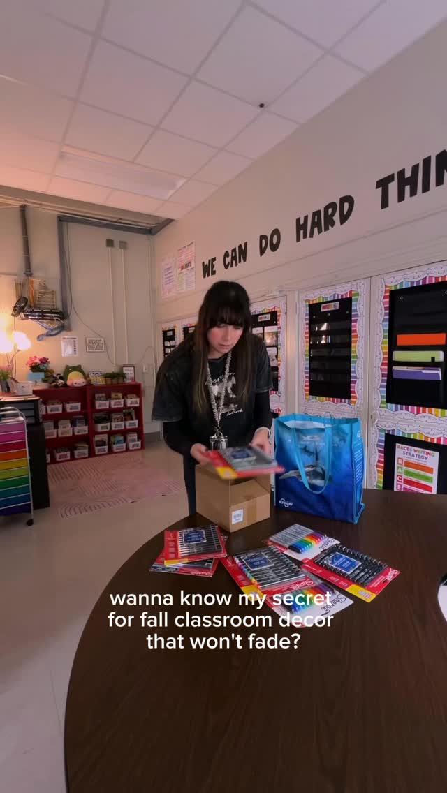 Instagram post by @happylifewithtay for Sharpie. Caption reads: #ad POV: your class door needs a fall glow-up 🍂....