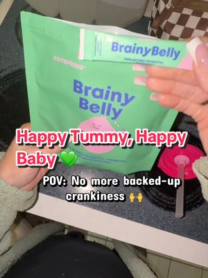 TikTok post by @racheldigitalwins for JoySpring. Caption reads: Happy tummy = happy baby 🥹💚 We added JoySpring....
