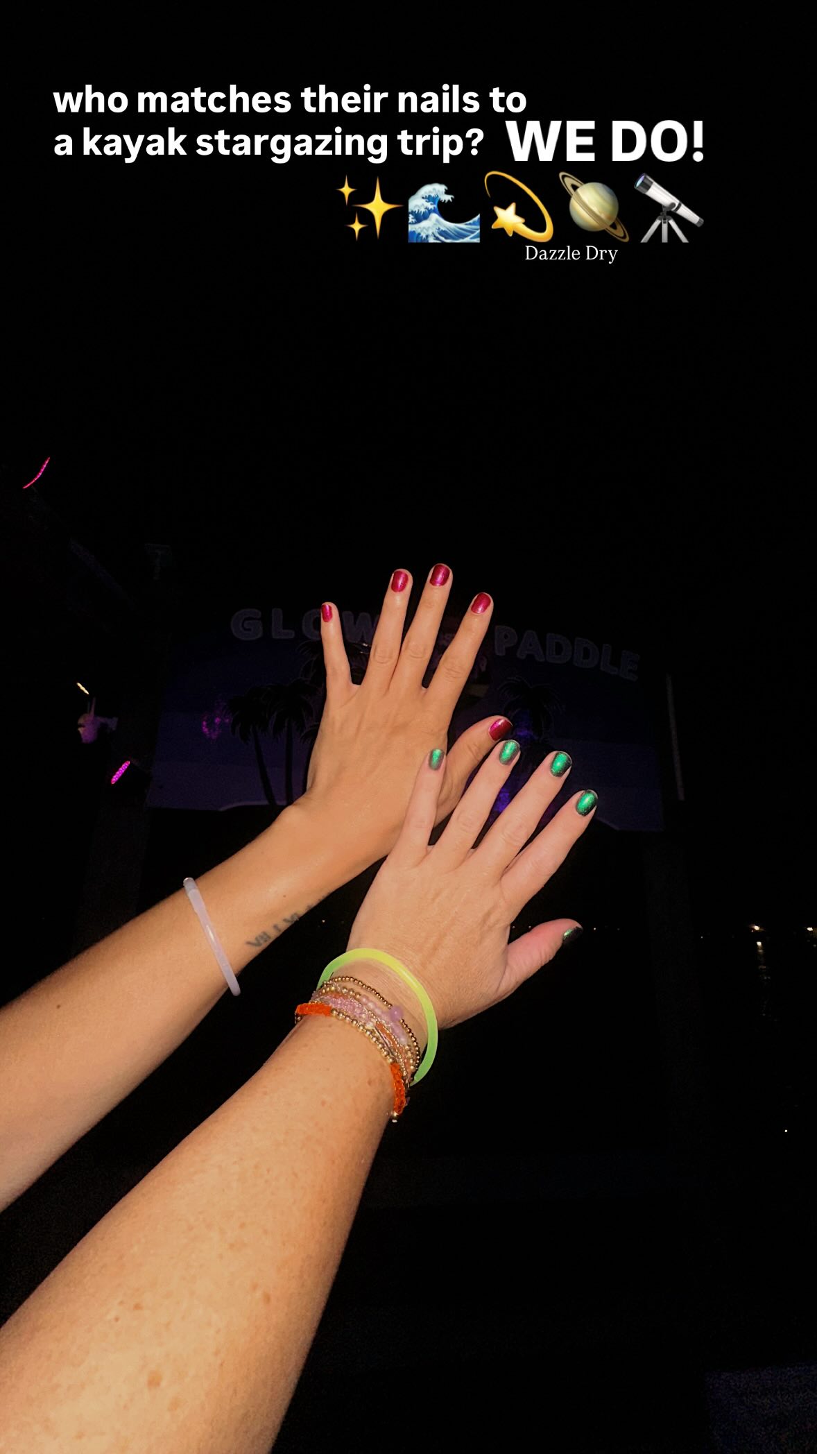 Instagram post by @skhammer for Dazzle Dry. Caption reads: [...] with matching manicures, obviously 💫....