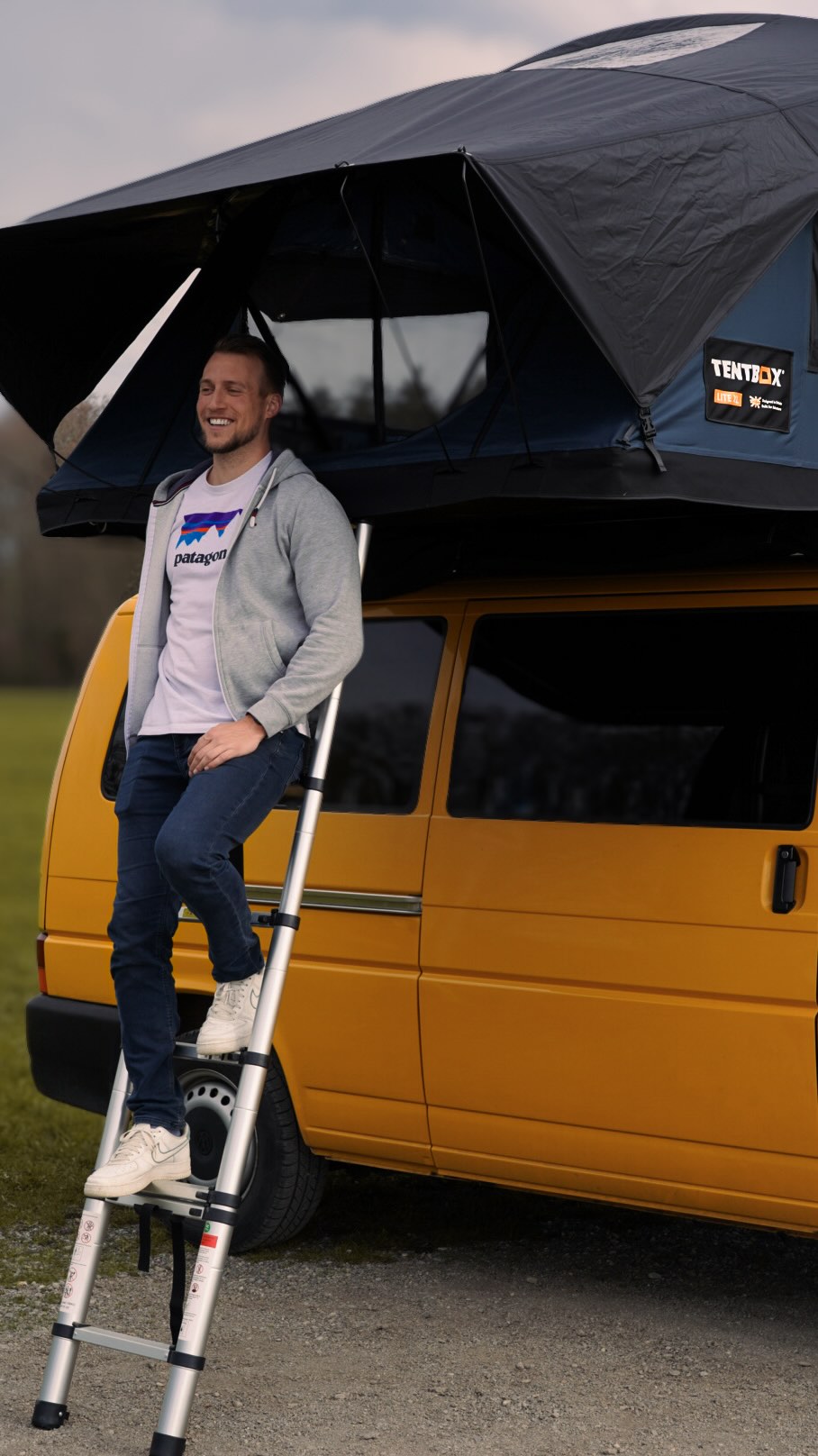 Instagram post by @julian.slmn for TentBox. Caption reads: Meet our new travel buddy: The Tentbox Lite XL....