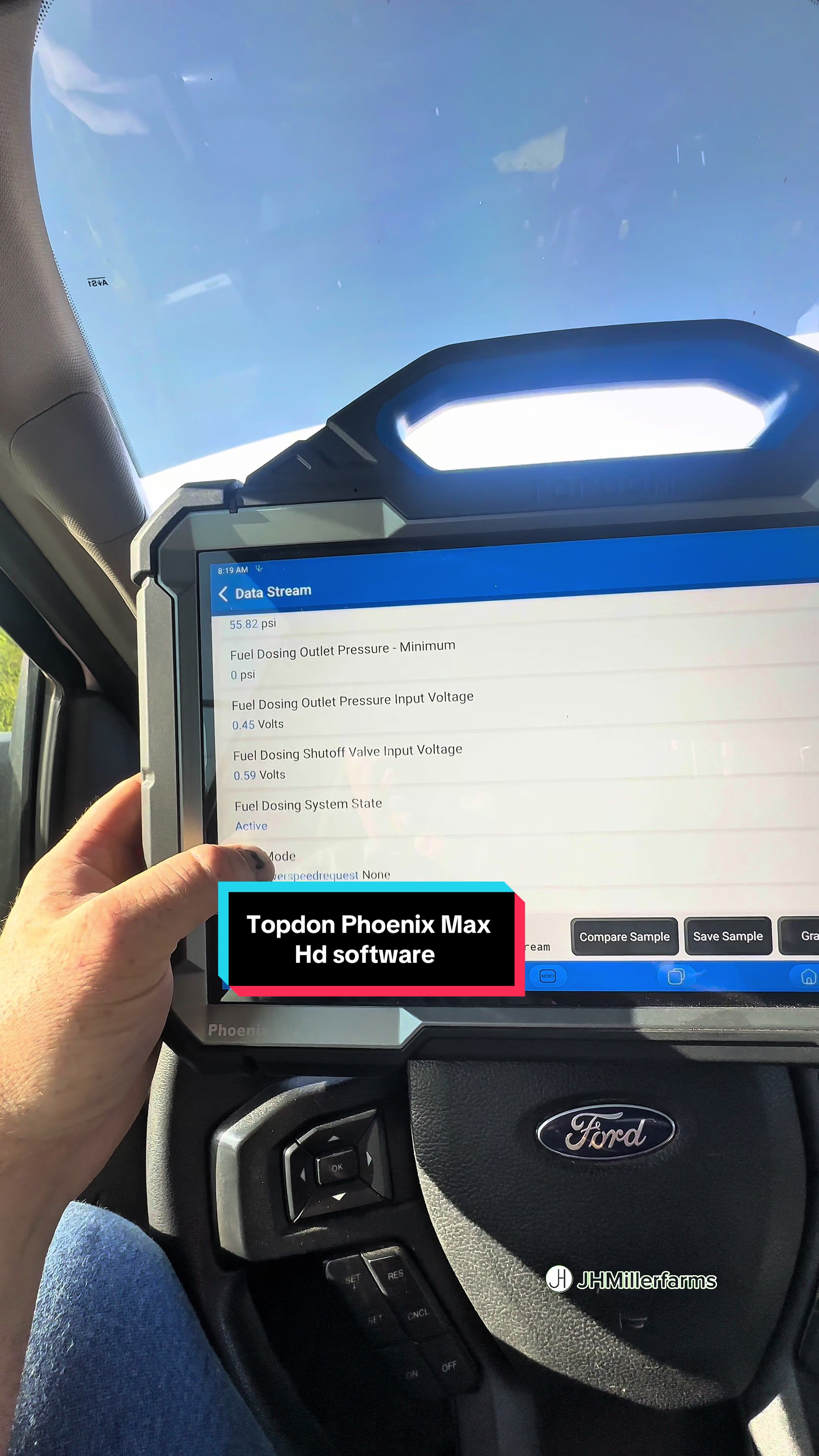 TikTok post by @jhmillerfarms2020 for Topdon. Caption reads: #TopdonThursday John Deere 8345r with ECU [...].