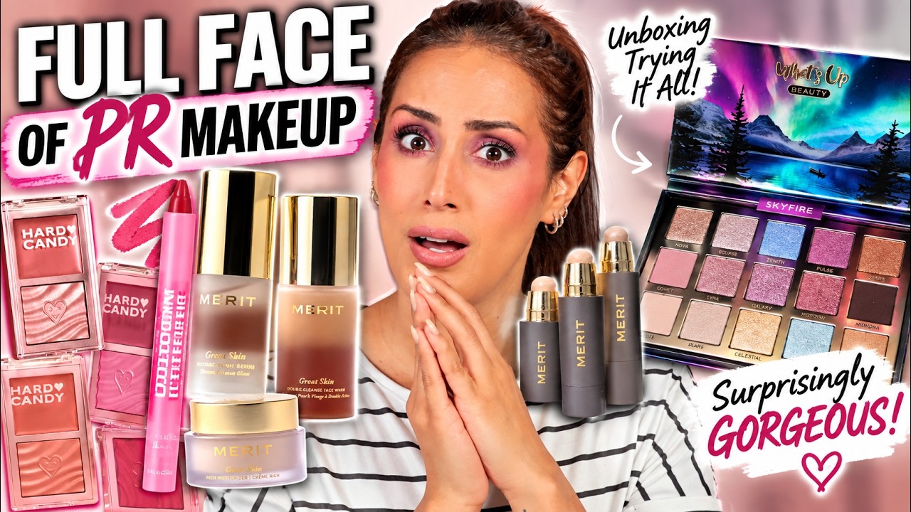 YouTube post by @YariG for OFRA Cosmetics. Caption reads: Today, I’m unboxing and trying on PR makeup to....