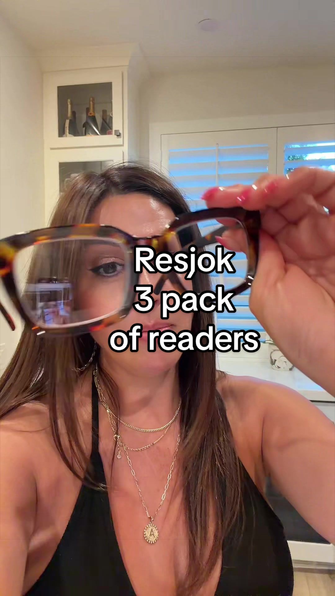 TikTok post by @anglee11 for RESJOK Reading Glasses. Caption reads: [...] comfortable and affordable! @RESJOK READING....