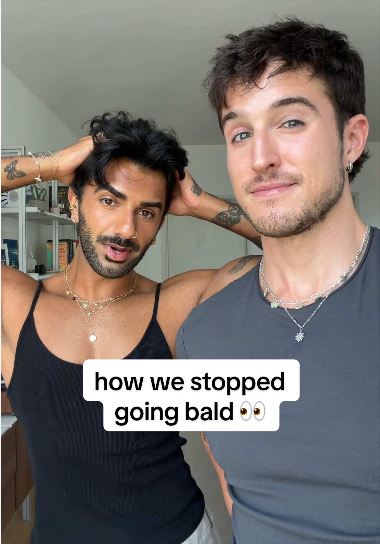 TikTok post by @mattandomar for hims. Caption reads: [...] we keep our luscious locks forever 😍 @HIMS....