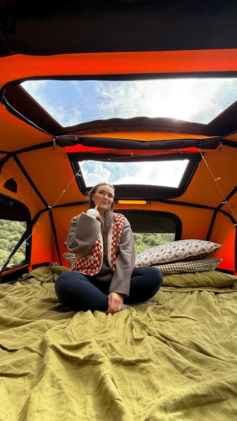 Instagram post by @louisemaymosley for Jeep. Caption reads: [...] 🏕️ kindly gifted by @tentbox & @jeep_uk let....