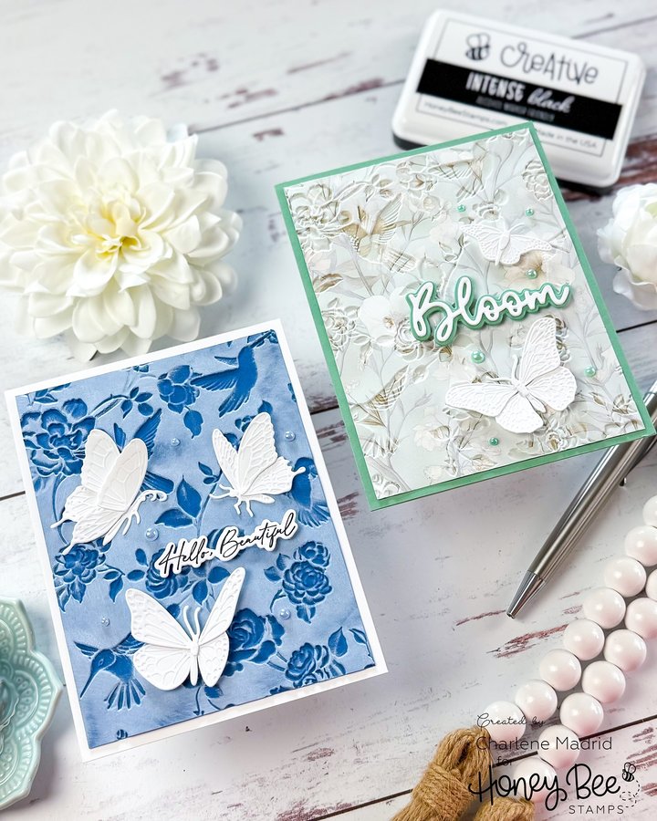 Instagram post by @dreamcraftcreate for Honey Bee Stamps. Caption reads: [...] 3D Embossing Folder from @honeybeestamps! 😍....