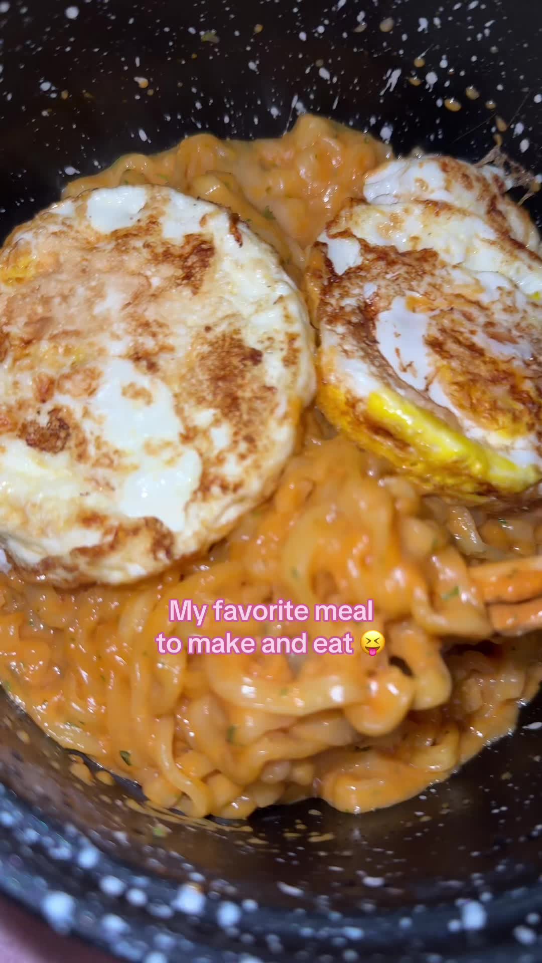 TikTok post by @phokyo for Yami. Caption reads: [...] #vegassteamcookingpot #buldak #carbonara....