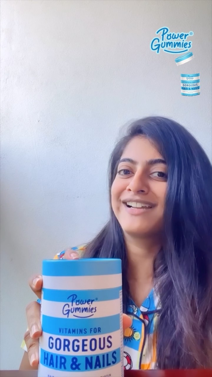 Instagram post by @sanjana_shetty_s for Power Gummies. Caption reads: #ad 
#collaboration 

Power Gummies hair and nail....