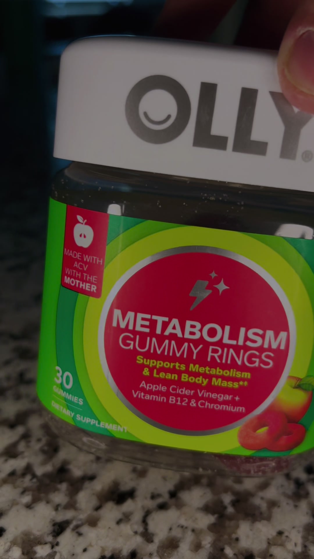 TikTok post by @simplykimangulo for OLLY. Caption reads: [...] routine with these tasty Olly Metabolism....