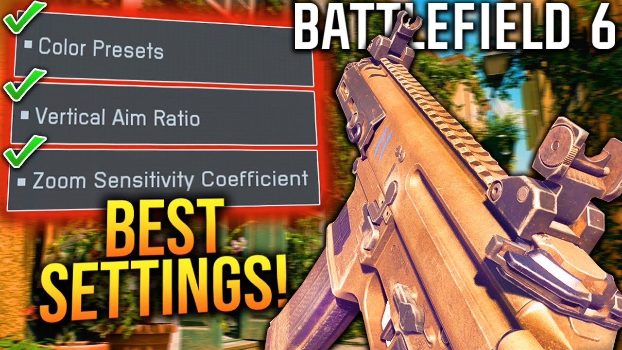 YouTube post by @WhosImmortal for KontrolFreek. Caption reads: BATTLEFIELD 6: BEST SETTINGS You NEED To Use! (BF6....