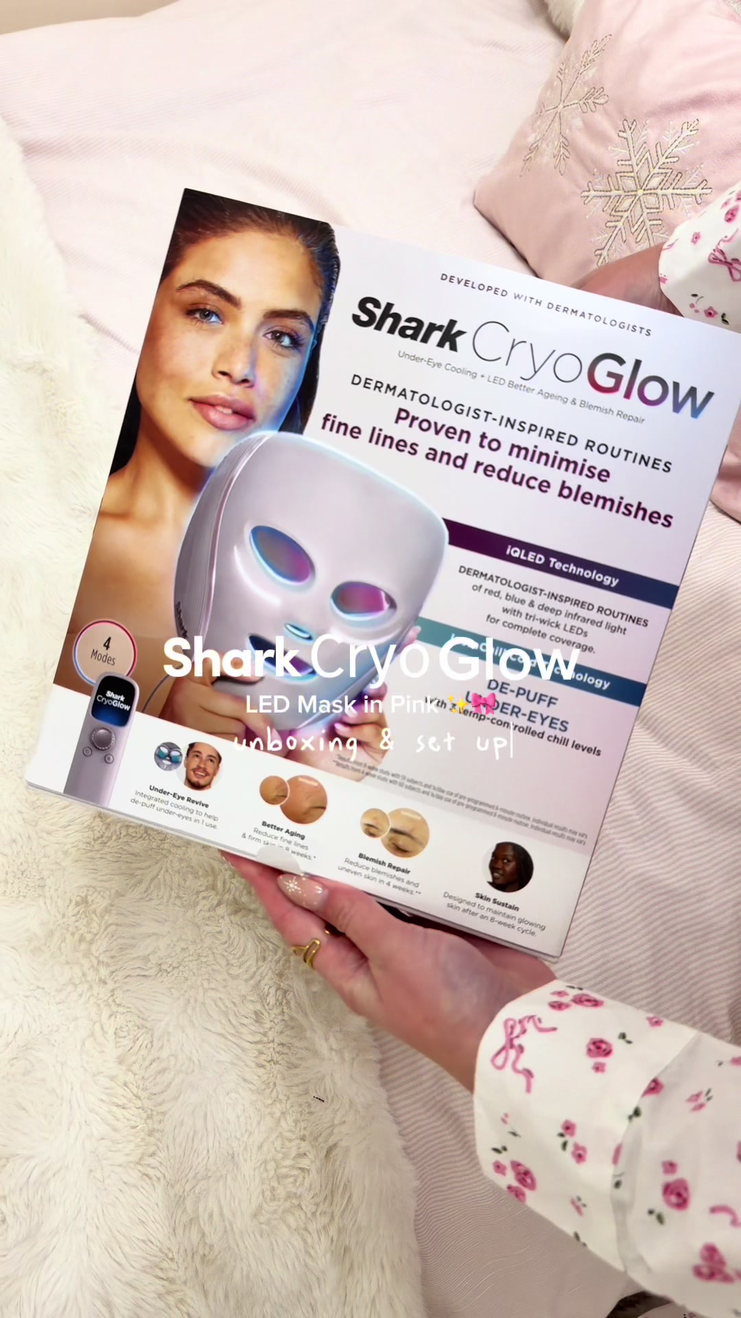 TikTok post by @livlucie.xo for Shark Beauty. Caption reads: Hot girlies are unboxing their Shark LED masks on....