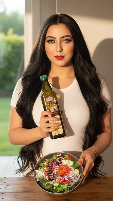 Instagram post by @shakyaboalfatoh for Amazon. Caption reads: Golden hour in a bottle☀️🫒💚🍃🌱🌿

There’s a....