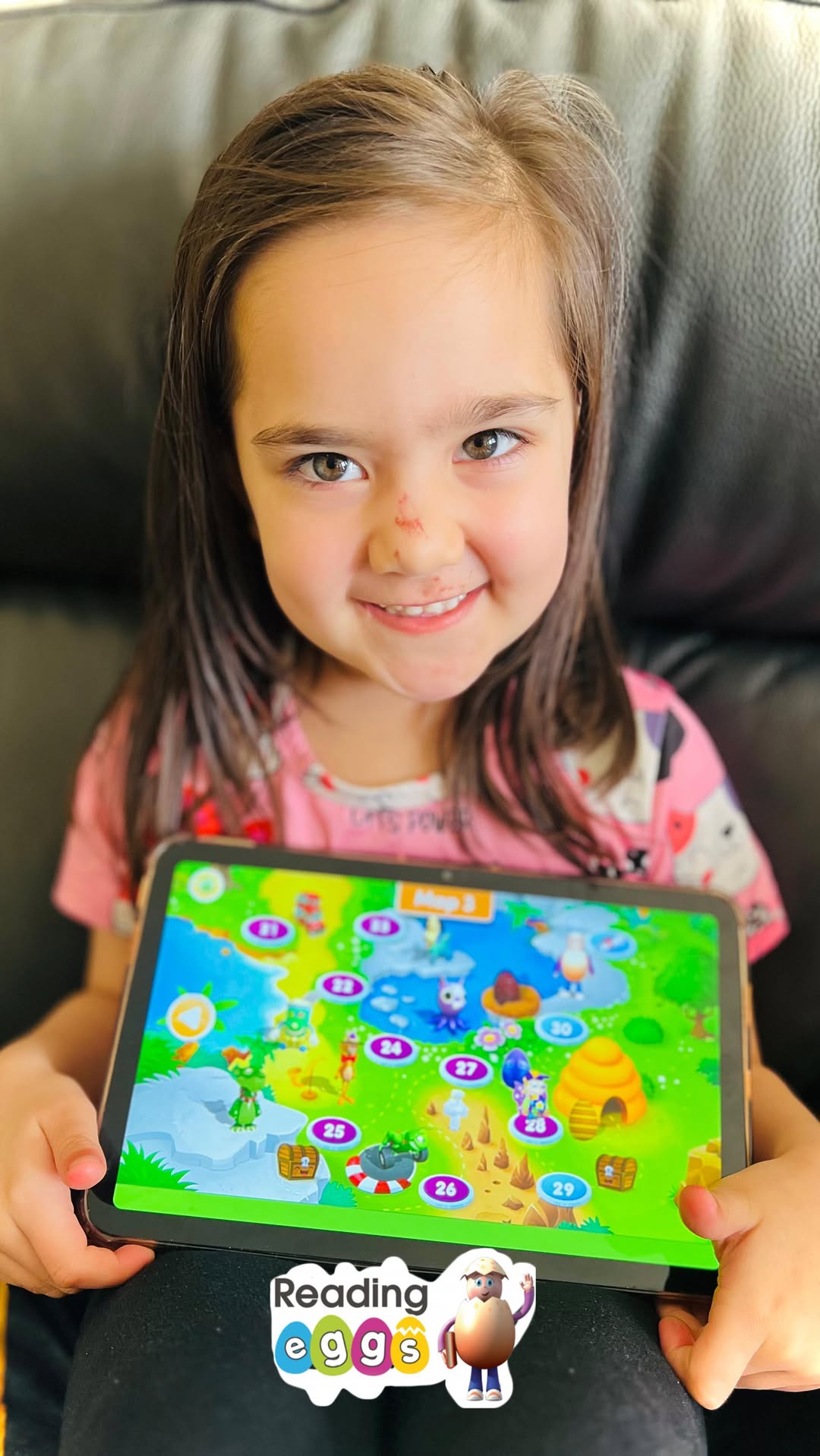 Instagram post by @little_amaya_in_wonderland for Readingeggs. Caption reads: #AD 

Encourage positive screen time with....