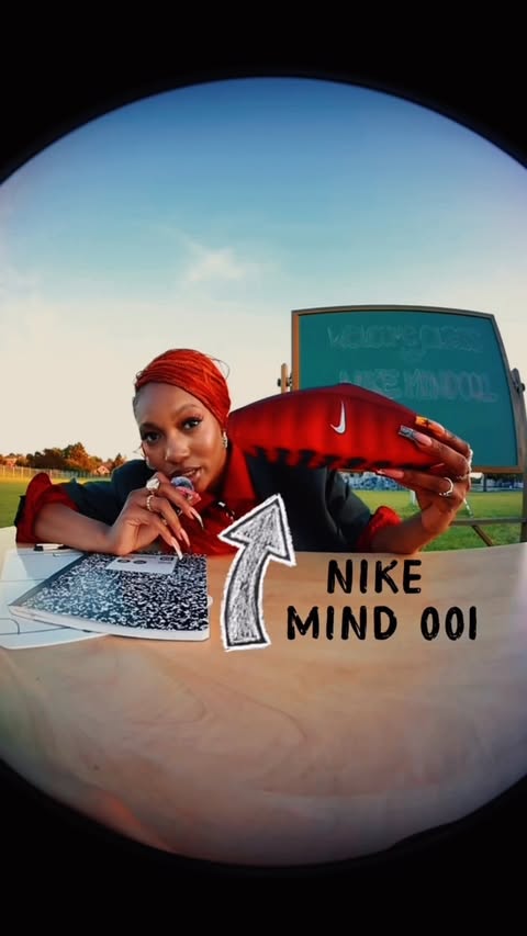 Instagram post by @amadibrooks for Nike. Caption reads: class, get out your pens, paper and @nike Mind....