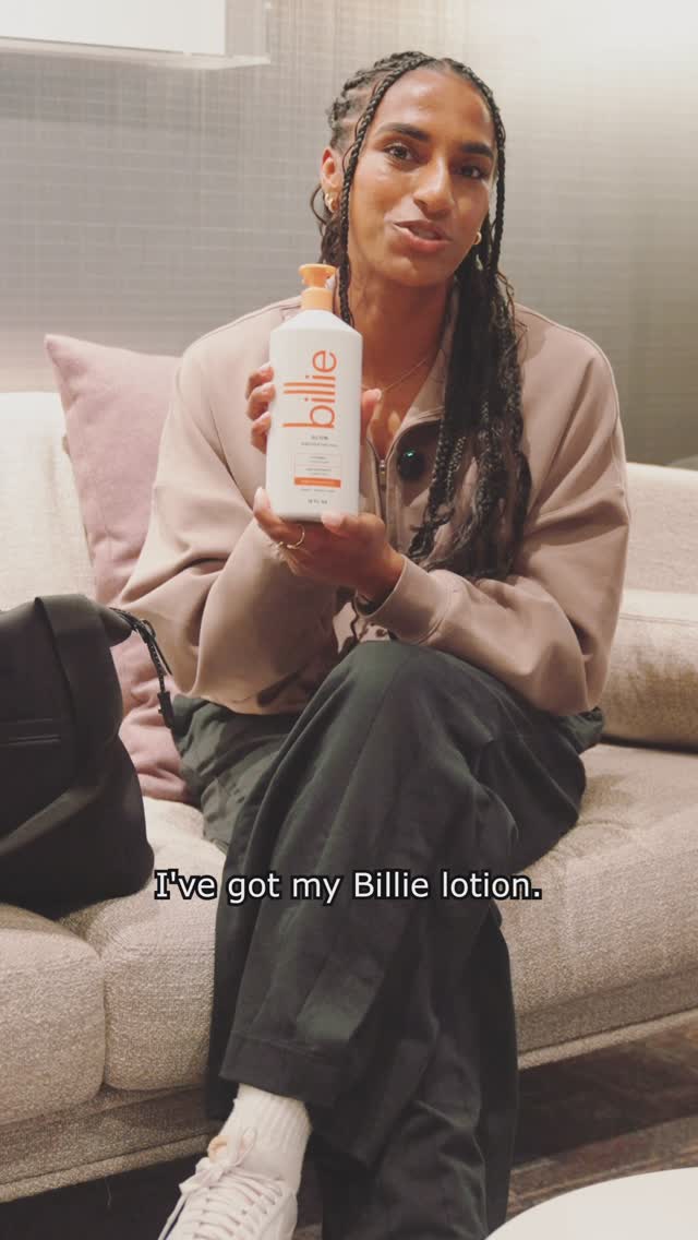 Instagram post by @naomi_girma for Billie. Caption reads: @billie keeps me confident and prepared on....