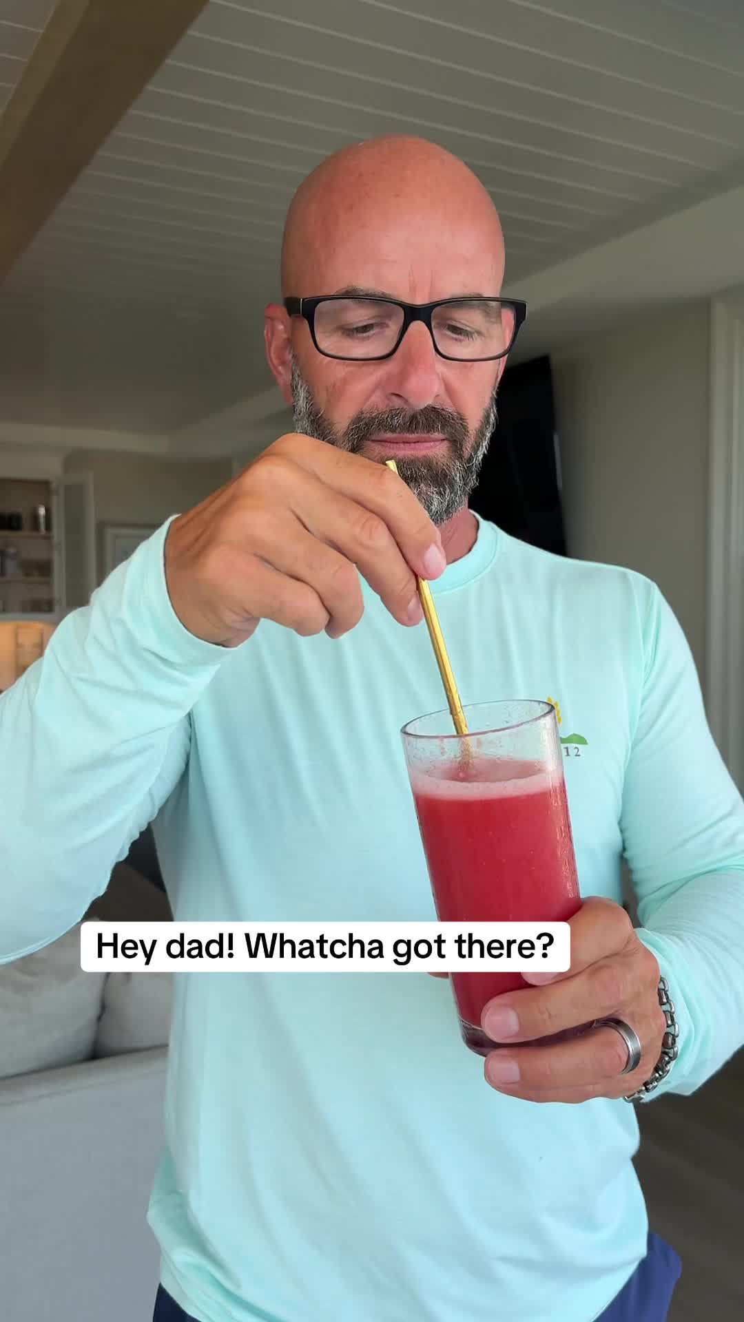 TikTok post by @johnrondi for OLIPOP. Caption reads: Strawberry Vanilla Daquiri @OLIPOP 🍓....