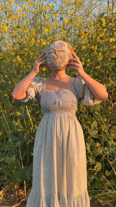 Instagram post by @manon.lacroix for Christy Dawn. Caption reads: [...] a size Medium in the Ricarda dress by....