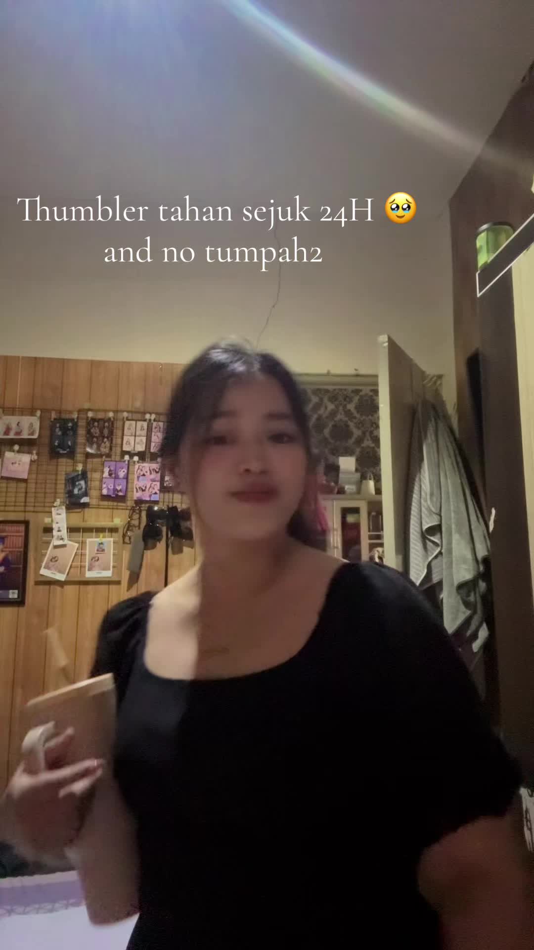 TikTok post by @xcelinejkx for Meoky Cup. Caption reads: Kena beli sebab best .Percayalah....